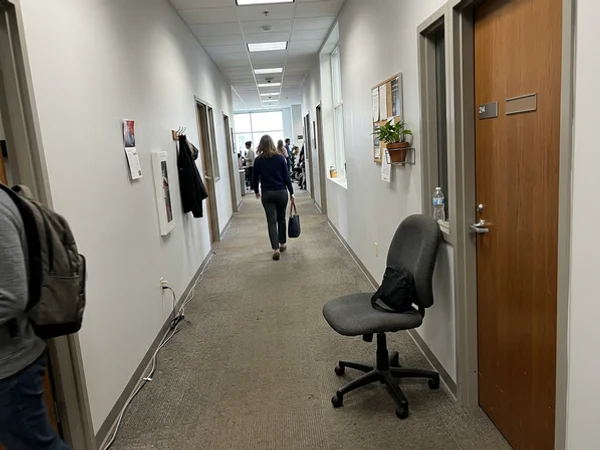 Office corridor with scuff-resistant walls
