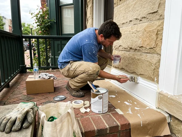 Masking limestone while cutting in trim by hand